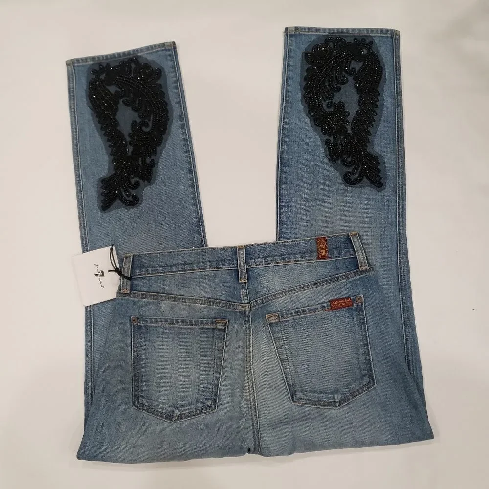 7FAM Edie Black Rhinestone Satellite Sky Jeans - Picture 8 of 17